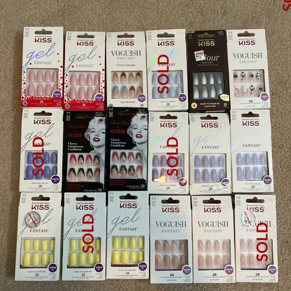 New KISS Gel & Voguish Fantasy Nails – Medium length, Many Styles,  1 for $8 - Picture 1 of 13